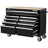Husky 46 in. 9-Drawer Mobile Workbench with Solid Wood Top 