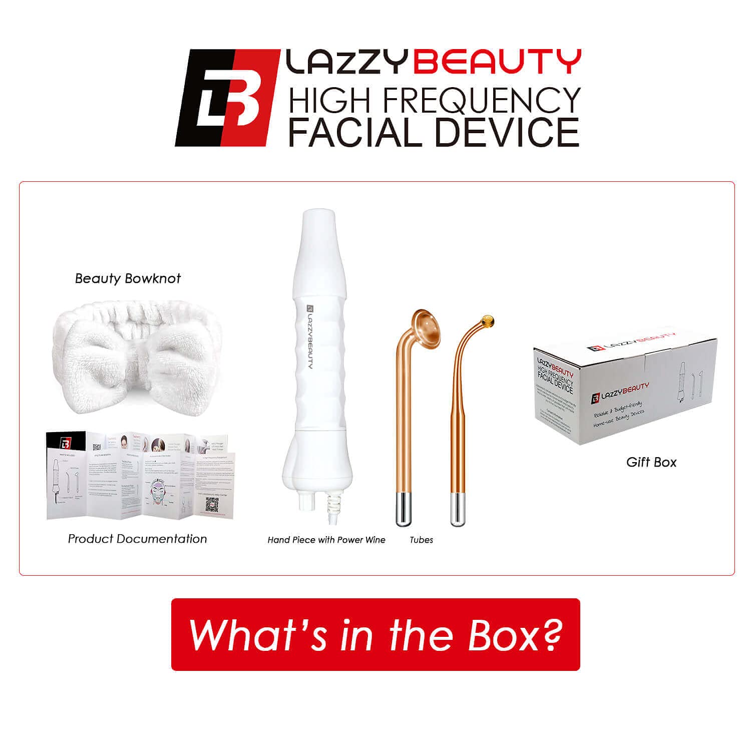 Lazzybeauty High Frequency Facial Machine Portable Handheld Highfrequency Skin Therapy Wand w/Neon Mushroom Bent Replacement Tube Spot Acne Wrinkles Remover Puffy Eyes Professional Skin Care Tool: Beauty