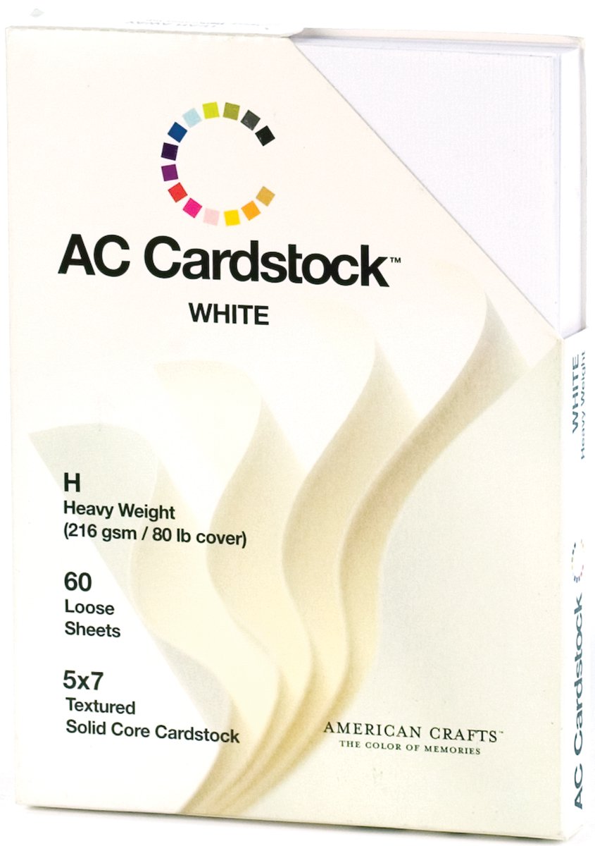 American Crafts Paper Cardstock Pack 5inch x 7inch 60/PkgWhite