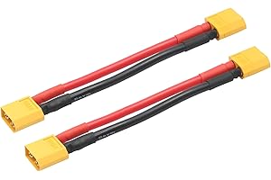 MAIXBOMR Short XT60 Battery Connector Cable 4inch, XT60 Male to XT60 Male Connector Adapter with 12AWG Cable for 2 Cable Extension and RC Lipo Charger etc(2Pcs)
