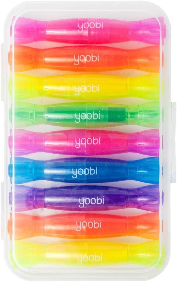 Amazon Com Yoobi Double Ended Mini Highlighters 9 Pack Multicolor Office Products