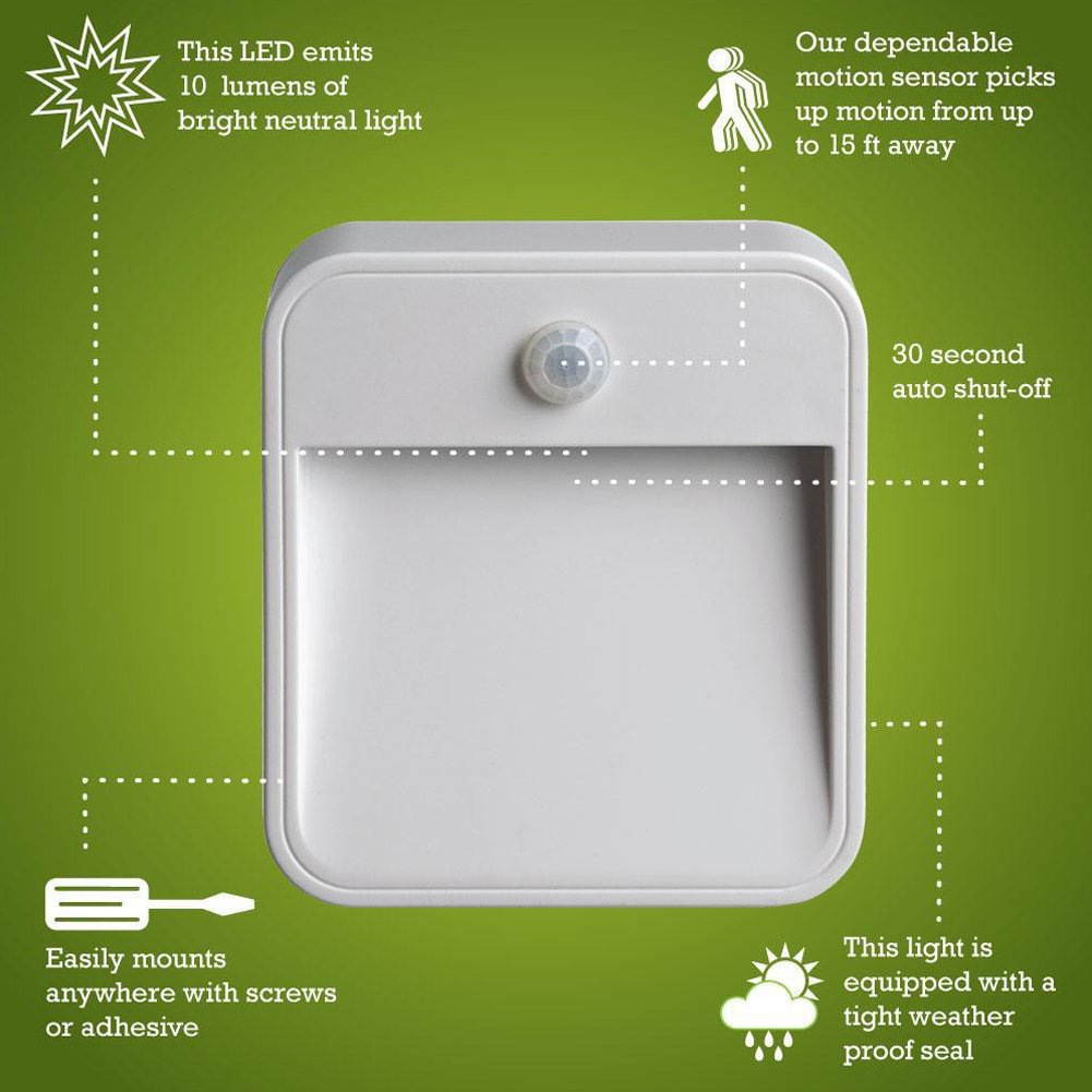 Motion Sensing LED Light, Battery Powered Waterproof Sensor Lamp With Free Adhesive Tape Light Induction Nightlight for Hallway, Stairway, Washroom, Wardrobe, Closet,Balcony