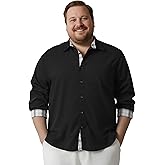 Yuyapu Big and Tall Long Sleeve Shirts for Men, 3XL-8XL Textured Casual Button Down Shirt with Adjustable Cuffs and Pockets