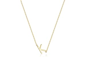 LuckFairy Initial Necklaces for Women, Dainty Gold Letter Necklace 14k Gold Plated Sideways Initial Necklace Cute Name Simple Choker Necklaces for Women Trendy Jewelry Gifts