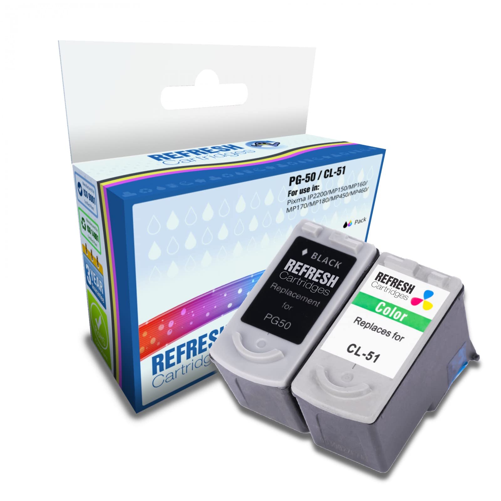Refresh Cartridges Remanufactured Ink Cartridge Replacement for Canon PG-50 / CL-51 (Multi-Colour)