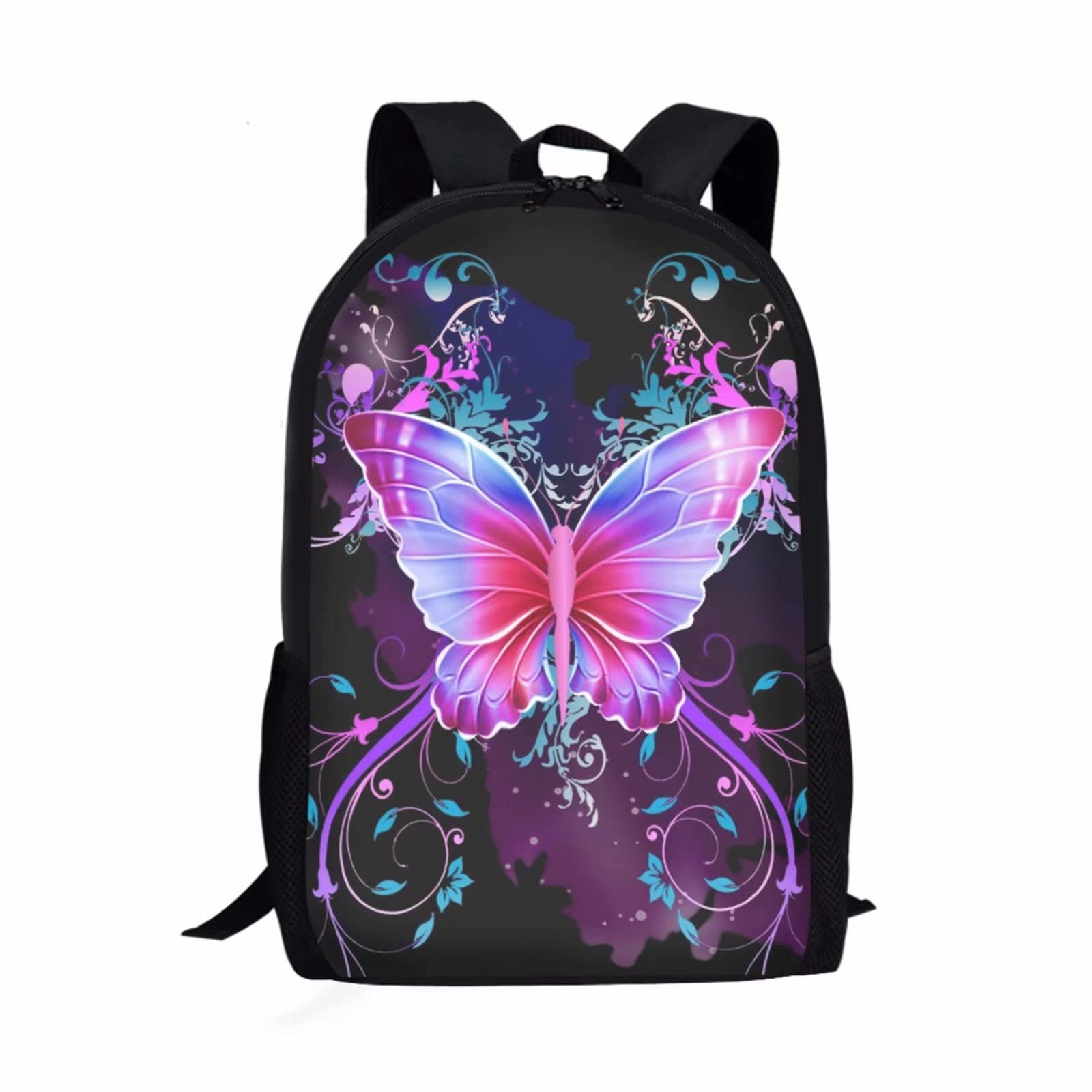 HUIACONG Butterfly School Bags for Girls Backpack Primary Secondary School Kids Bookbag Children Rucksack Travel Shoulder Bags Purple