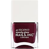 Nails Inc 45 Second Speedy Gloss, Meet Me On Regents Street, Plum, No Chip, Long Lasting, Quick Dry, Air Dry, Professional Manicures & Pedicures, Fingernails & Toenails, Vegan Nail Polish, 0.47 Fl Oz