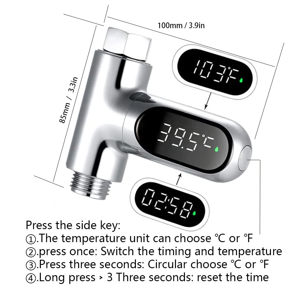 Shower Thermometer Second Generation Led Digital Display Baby Bath Water Fahrenheit Celsius Thermometer 360°Rotating Screen for Home Bathroom Kitchen k2