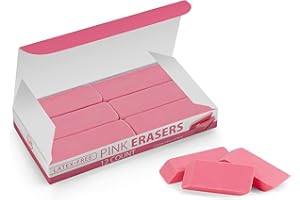 ULTIMATE STATIONERY Pink Erasers, Erasers for Kids, Rubber Eraser, 12 Count, Erasers Bulk for School Supplies, Art, and Office Use