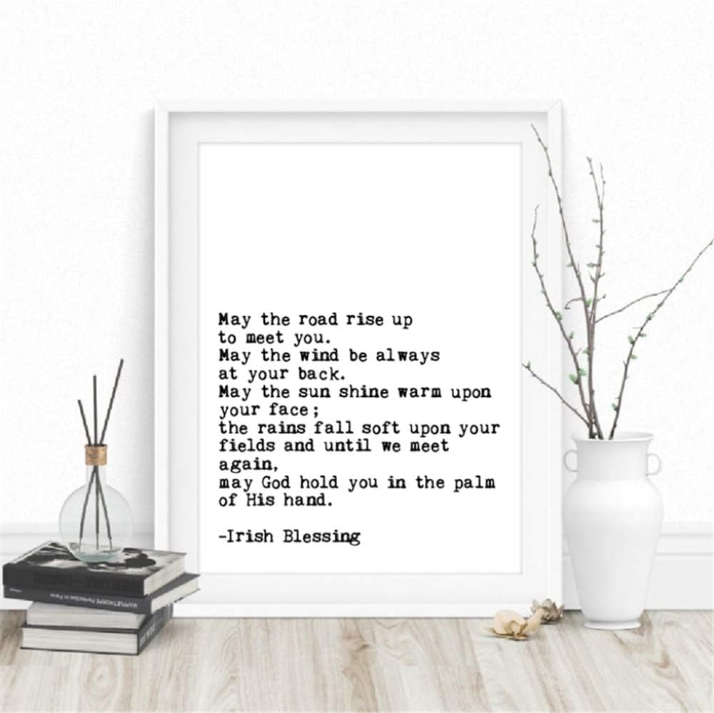 Rjjwai Irish Blessing Literary Canvas Prints and Poster May The Road Rise Up to Meet You Quotes Art Painting Home Wall Art Decor Bedroom Decor 60x90cm