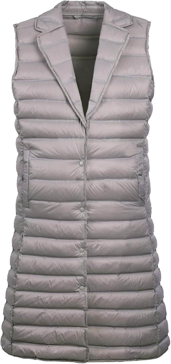 ELFJOY Womens Long Down Vest Lighweight Packable Puffer Vest Winter ...