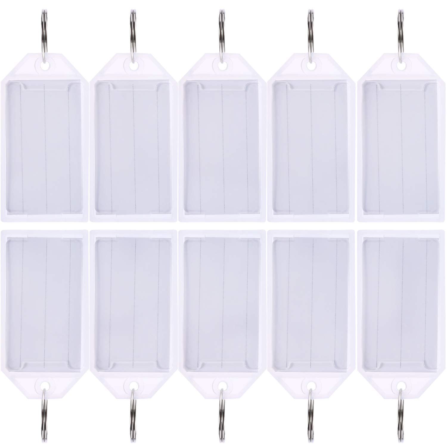 50 Pack White Plastic Key Tags With Split Ring Holder Label Window Luggage Label Tags Key Ring Keychain