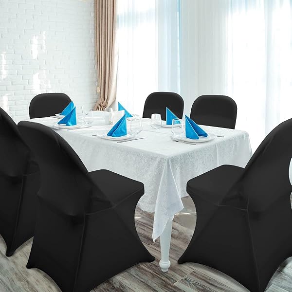 BABENEST 100PCS SPANDEX FOLDING CHAIR COVERS, HALLOWEEN UPGRADED UNIVERSAL STRETCH WASHABLE FITTED CHAIR SLIPCOVERS PROTECTOR FOR WEDDING, HOLIDAYS, BANQUET, PARTY, CELEBRATION (BLACK)