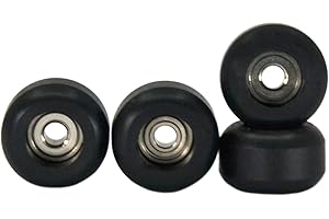 Teak Tuning CNC Polyurethane Fingerboard Bearing Wheels, Black - Set of 4 Wheels - Durable Material with a Hard Durometer