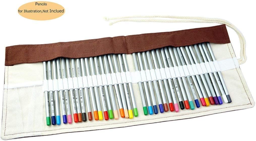 CREOOGO New Artist Adult Coloring Pencils Storage Case Brown 72 loops