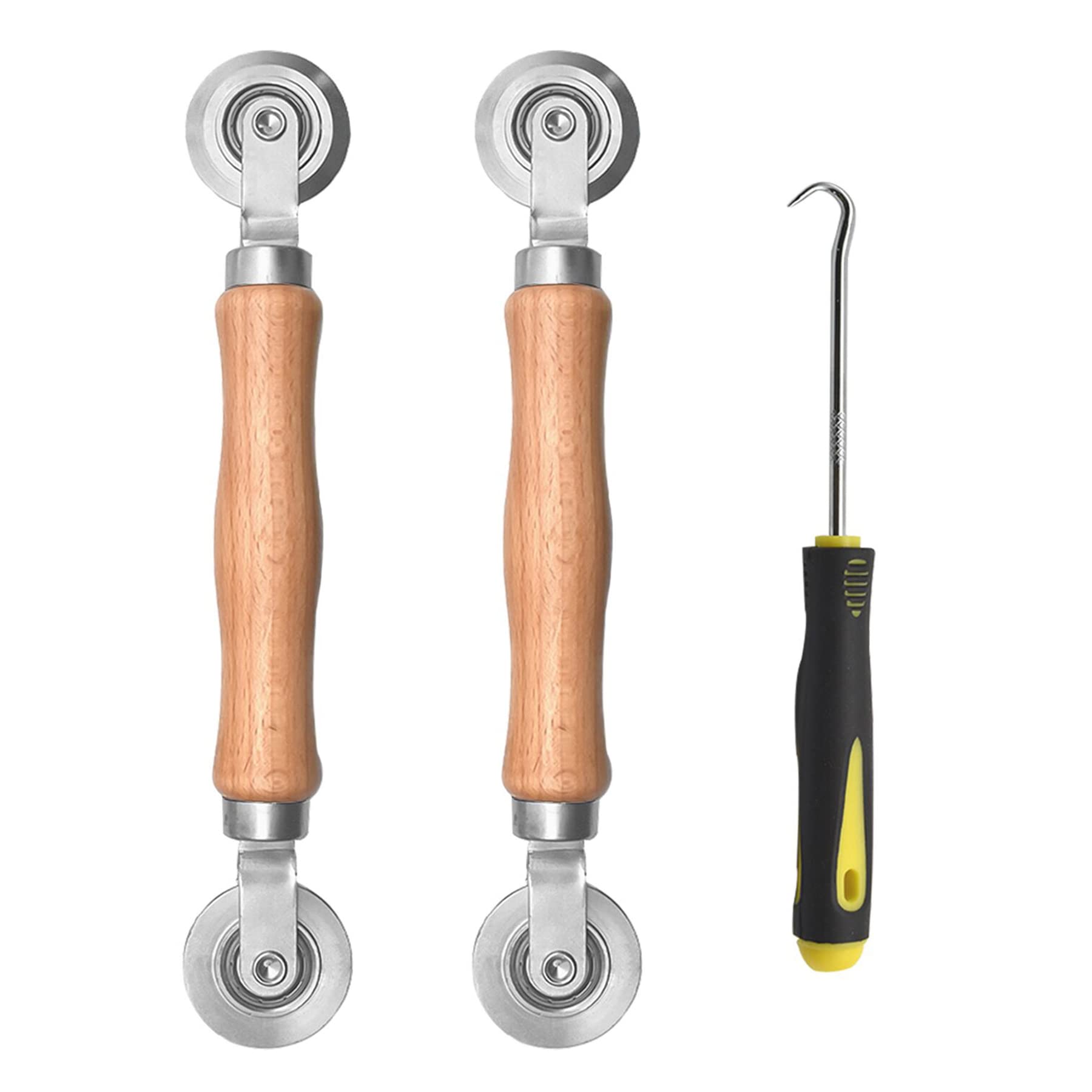 BAYTORY 3Pcs Screen Rolling Tool Kit for Installing Door Mesh Screens Window, Screen Spline Roller Tool with Wooden Handle and Steel Bearing Wheels, Durable and Easy to Use — image 1