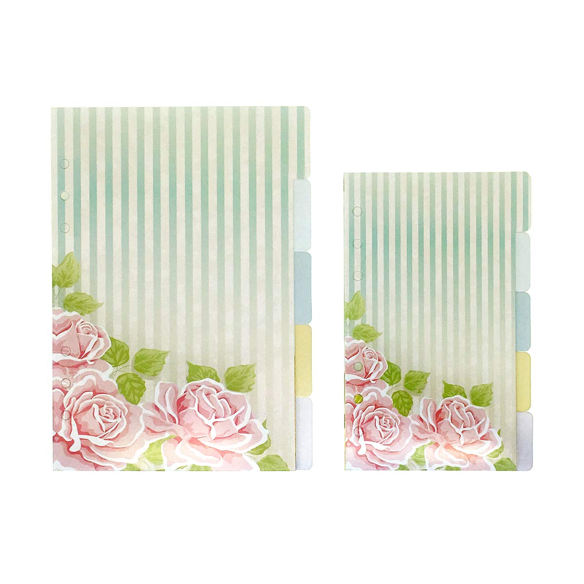 Index Tabs for A5/A6 6-Holes Cover Round Ring View Binder File Folder Loose Leaf Sheet Protectors Binder Cover Protector (Divider Rose & Merry-go-Round, A5/21cm*14.5cm)