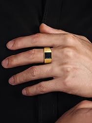 U7 Classic Men Signet Ring with Black Onyx