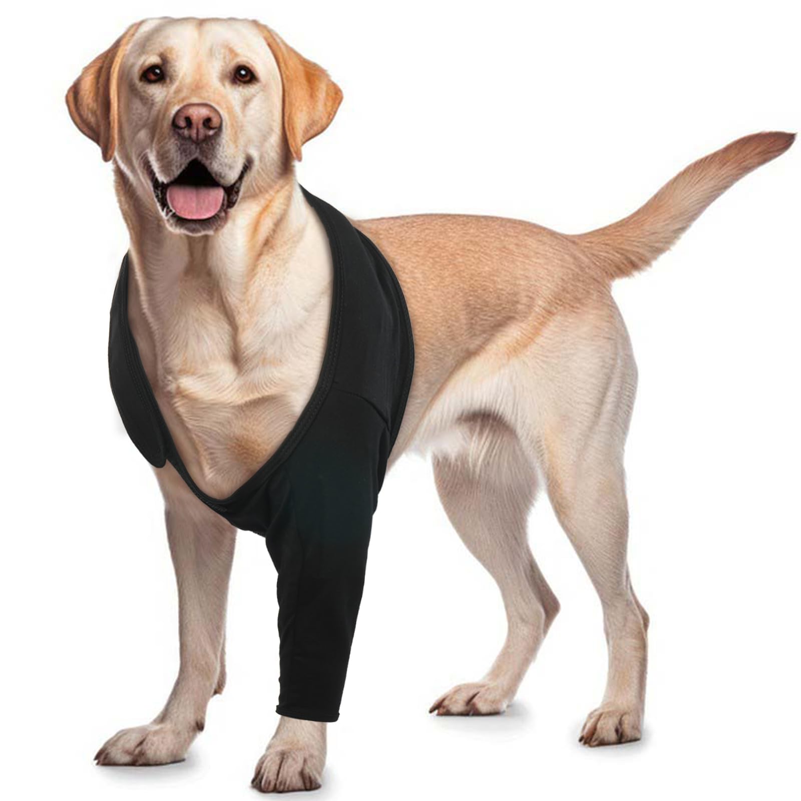 Photo 1 of ROZKITCH Dog Arm Sleeves for Licking Front Right Left Leg, Pet Prevent Licking Wound Elbow Knee Protector, Dog Recovery Suit Cone Collar Alternative for Sprain ACL CCL Arthritis Joint Care Black 3XL