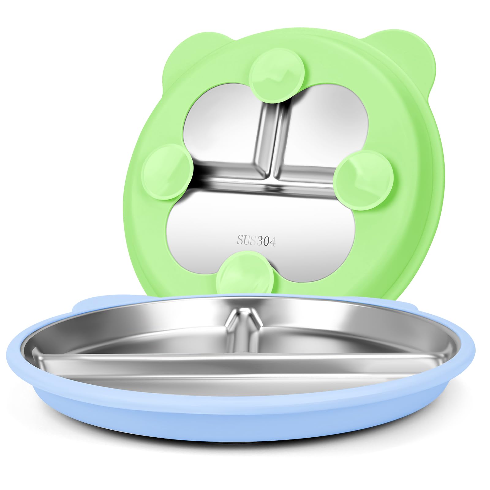 Photo 1 of Yummy Sam 2 Pcs Whisker Fatigue Shallow Wide Cat Bowls Set for Small Dog Puppies Cats, Divided Stainless Steel No Spill Feeding Dishes Plates with Non-Slip Silicone Bottom for Food and Water