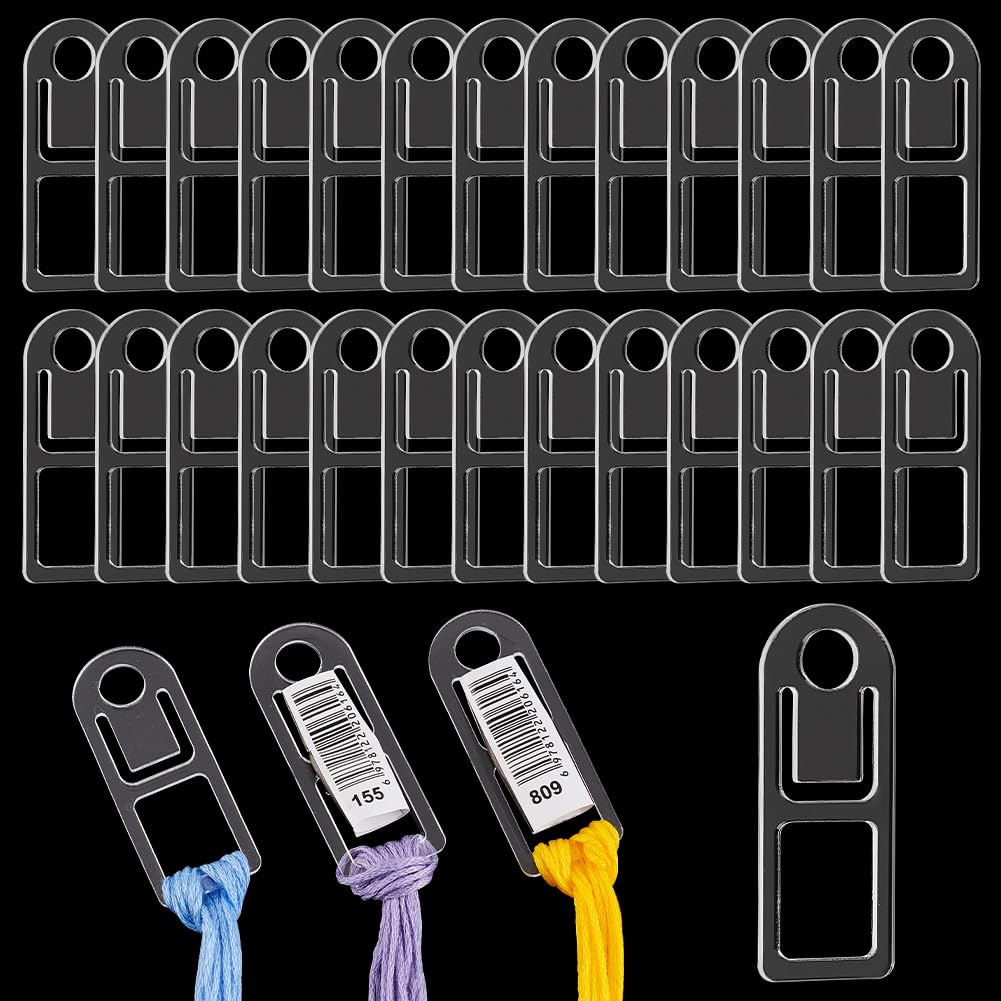 PH PandaHall Embroidery Floss Organizer 50pcs Embroidery Thread Bobbins Clear Embroidery Floss Cards Cross Stitch Thread Organizer for Thread Holder Sewing Storage 4.9x1.9cm