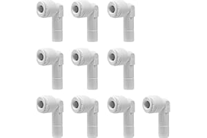 Metpure Quick Connect Stem Elbow for RO Reverse Osmosis Water Filtration System/Replacement Parts/Other Water Appliances 1/4" OD Quick Connect x 3/8" OD Stem (10 Pack)