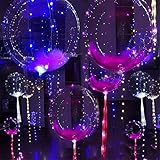 Inf-way 5pcs 18-inch Clear Foil Helium Bobo Balloons with Copper LED Light Bar, String Light Creative Balloon for Birthday Wedding Christmas Party Decorative