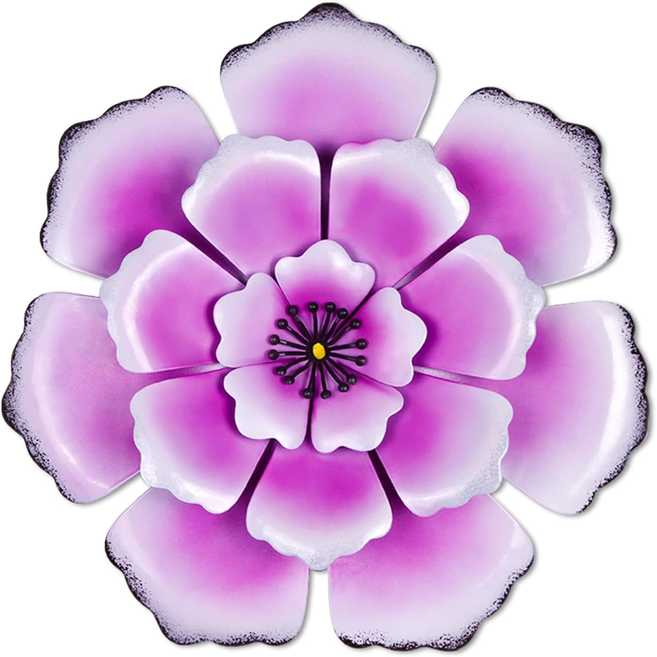 Plaques & Wall Art - TIANCENTRAL H Metal Flower Wall Decor Purple Wall Art Decorations Indoor or Outdoor Wall Sculptures Hanging For Home Bedroom Living Room Office Garden Patio 12 Inch