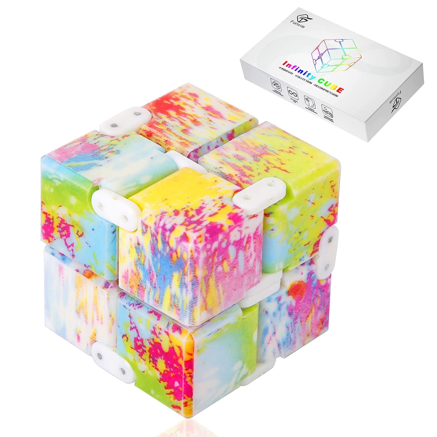 Funxim Infinity Cube Fidget Toy, EDC Fidgeting Game for Kids and Adults, New Version Cool Mini Fidget Finger Toy Best for Stress and Anxiety Relief and Kill Time