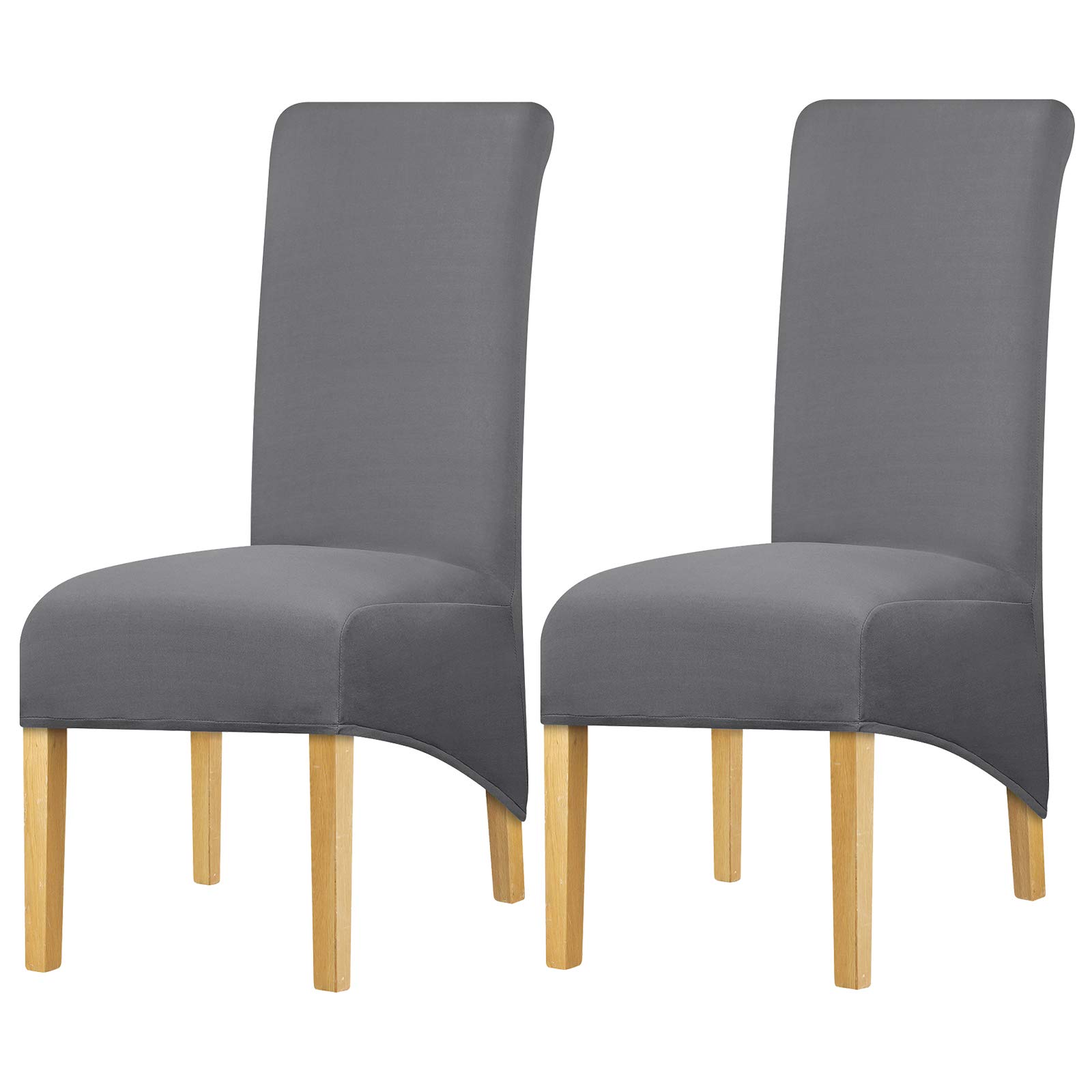 Leorate High Back Chair Covers Stretch Spandex Fabric Chair Slipcover Seat Cover for Home Dining Room Kitchen Hotel Dark Grey 2 pieces