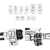 WYNMOTO Chrome Hand Control Switch Housing Switch Cap Kit Compatible for Harley Davidson Touring Electra Road Glide Road King Tri Glide Ultra FLHTCU FLTR FLHR 1996-2013