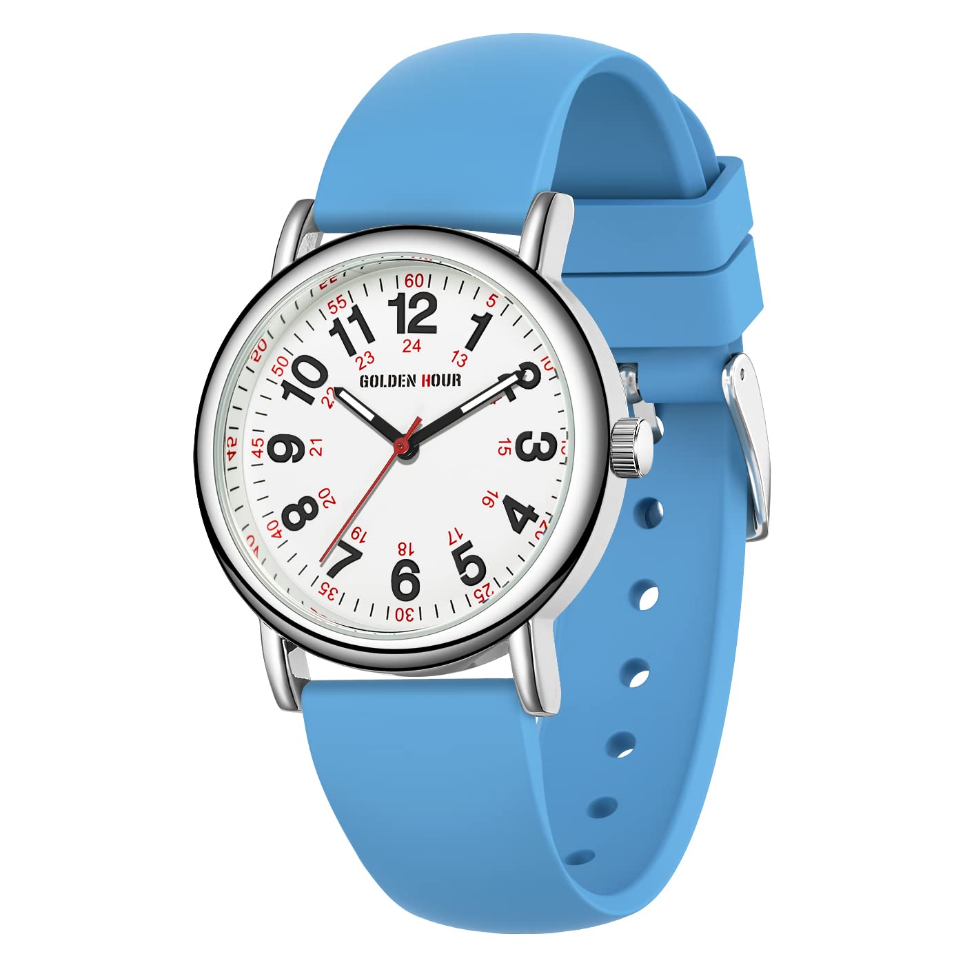 GOLDEN HOUR Waterproof - Military Time Luminouse Easy Read Dial Snapklik.com : GOLDEN HOUR Waterproof Nurse Watch For  main image 2