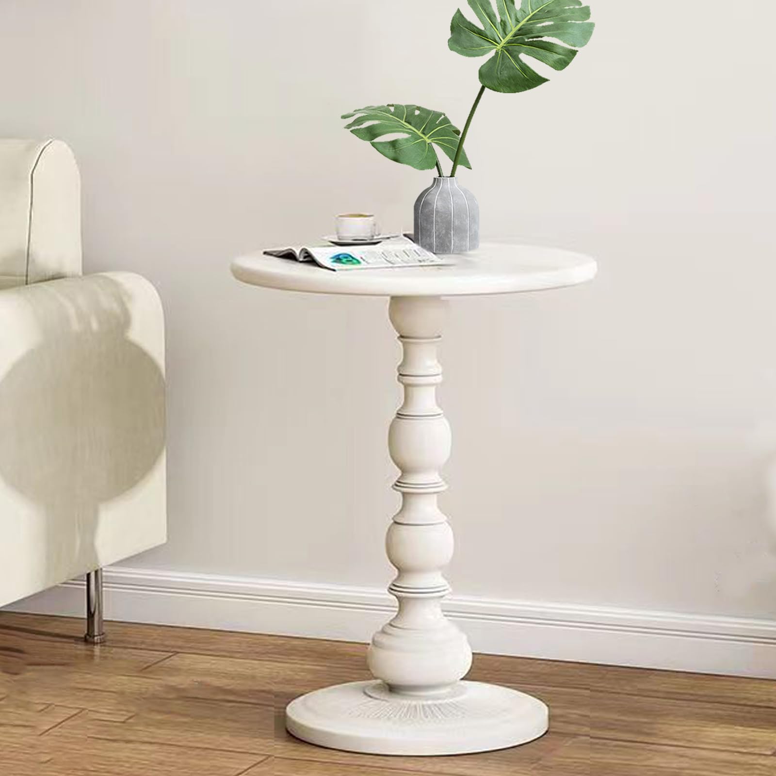 Photo 1 of Pedestal White Metal Side Table, Sofa Coffee Table, Small TV Tray Table for The Sofa In the Living Room and Bedroom, Mini Coffee Table is Lightweight and Convenient to Move, 20.47 (H) *13.77 (W)