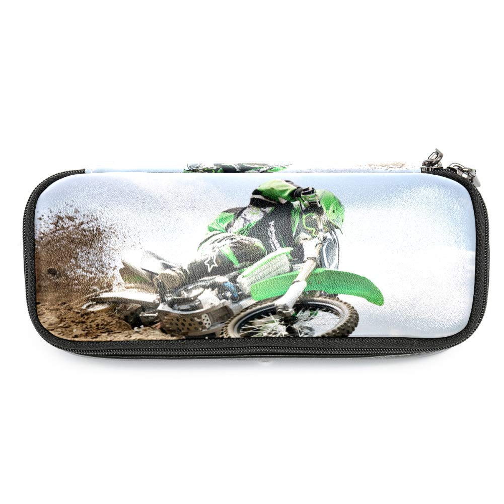 Motorbike Big Capacity Pencil Case Pen Bag Pouch Stationary Case for School Office,7.5x3x1.5in