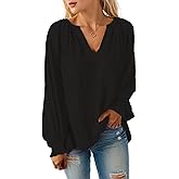 Am Direct Womens Long Sleeve Tops V Neck Shirts Dressy Casual Blouses Fall Outfits Trendy Clothes Clothes