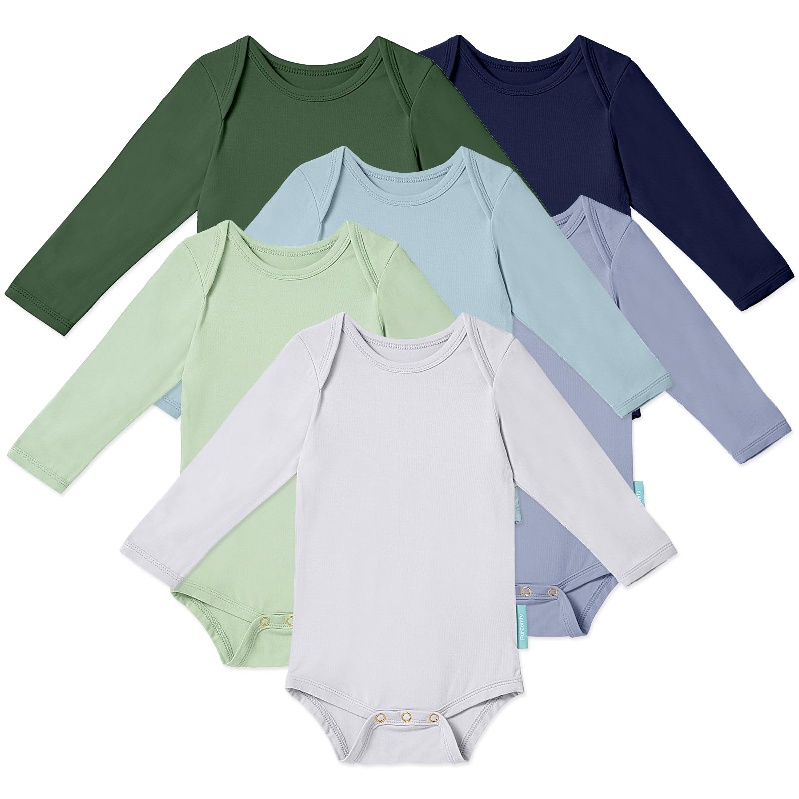 Photo 1 of PurComfy Bamboo Rayon Long Sleeve Baby Bodysuits, Premium Soft Bodysuits Unisex Boy Girl White Bodysuit 0-3-6-9-18-24 months, 6-pack