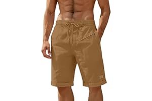 takaeys Mens Shorts Casual Summer Linen Pants Beach Vacation Solid Shorts Breathable Cozy Lightweight Shorts with Pockets