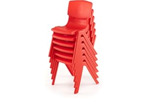 Axidou 6 Pack Premium 11" H Plastic Stackable School Chairs, Toddler and Kids Chair for Daycare, School, Outdoor, Home - Red