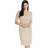 Adrianna Papell Womens Beaded Cocktail Dress
