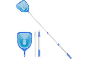 Mowend Swimming Pool Skimmer Net Total Length 67.7 inches, Leaf Rake Net with Adjustable Aluminum Pole for Fast Cleaning Ponds, Hot Tub, and Spas, Pool Cleaner Supplies and Accessories