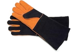 CHARCOAL COMPANION Steven Raichlen Signature Series SR8038 Extra Long Suede Grilling Gloves
