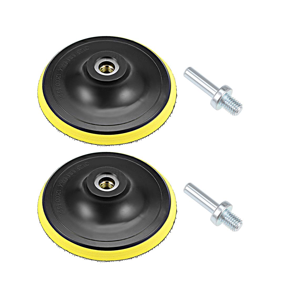 sourcing map 5" Hook and Loop Backing Pad Sanding Polishing Backer Plate with M10 Drill Adapter for Random Orbit Sander Polisher Buffer 2pcs