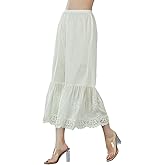 BEAUTELICATE Vintage Cotton Shorts Pettipants Culotte Slip Cropped Sleepwear Pants with Lace Edge