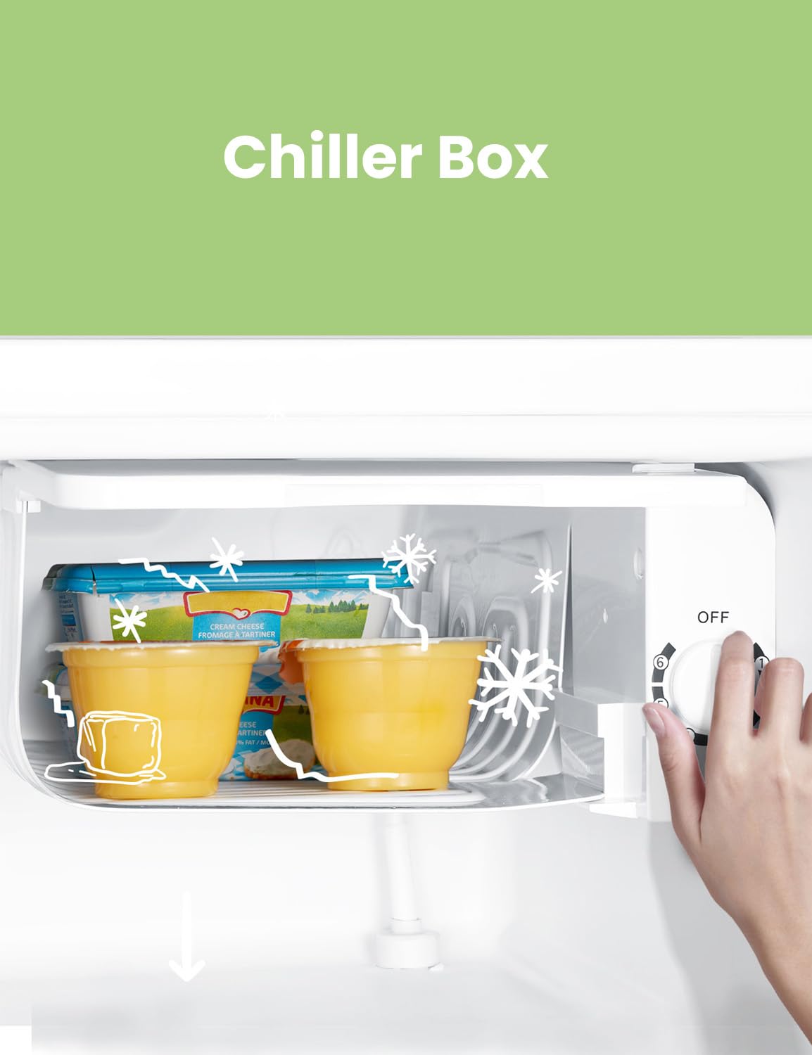 Comfee RCD50WH2(E) Mini Kühlschrank / 43L Kühlbox mit Eisfach/Kühlschrank Klein für Zimmer & Büro/Schnelle Kühlung in der Chiller Box/Temperaturregelung/Verstellbare Füße / 80 kWh/Jahr/Weiß 8