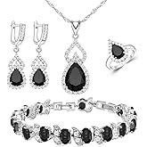LMXXVJ Women Jewelry Set Platinum Plated Necklace Open Ring Earrings Bracelet Set,Birthday/Anniversary Mother’s Day Jewelry Gifts for Mom/Wife/Sister/Best Friend
