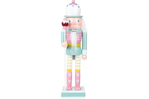 NOLITOY Nutcracker Figure, 10in Wooden Nutcracker Soldier Collectible Figures for Xmas Ornament Shelves and Tables Decoration, Green, Ideal for Creating a Wonderland Atmosphere