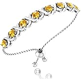 Belinda Jewelz Birthstone Bangle Bracelet for Women Classic Beautiful 925 Sterling Silver Sparkling Gemstone XO Bolo Tennis Bracelet Fine Wrist Jewelry 4.2 Ct, 11"