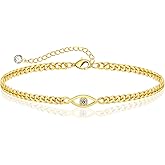 MIDEEO Gold/Sliver Pearl Bracelets for Women,14K Gold Plated Bracelets for Women Evil Eye Diamond Cuban Link Heart Pearl Brac