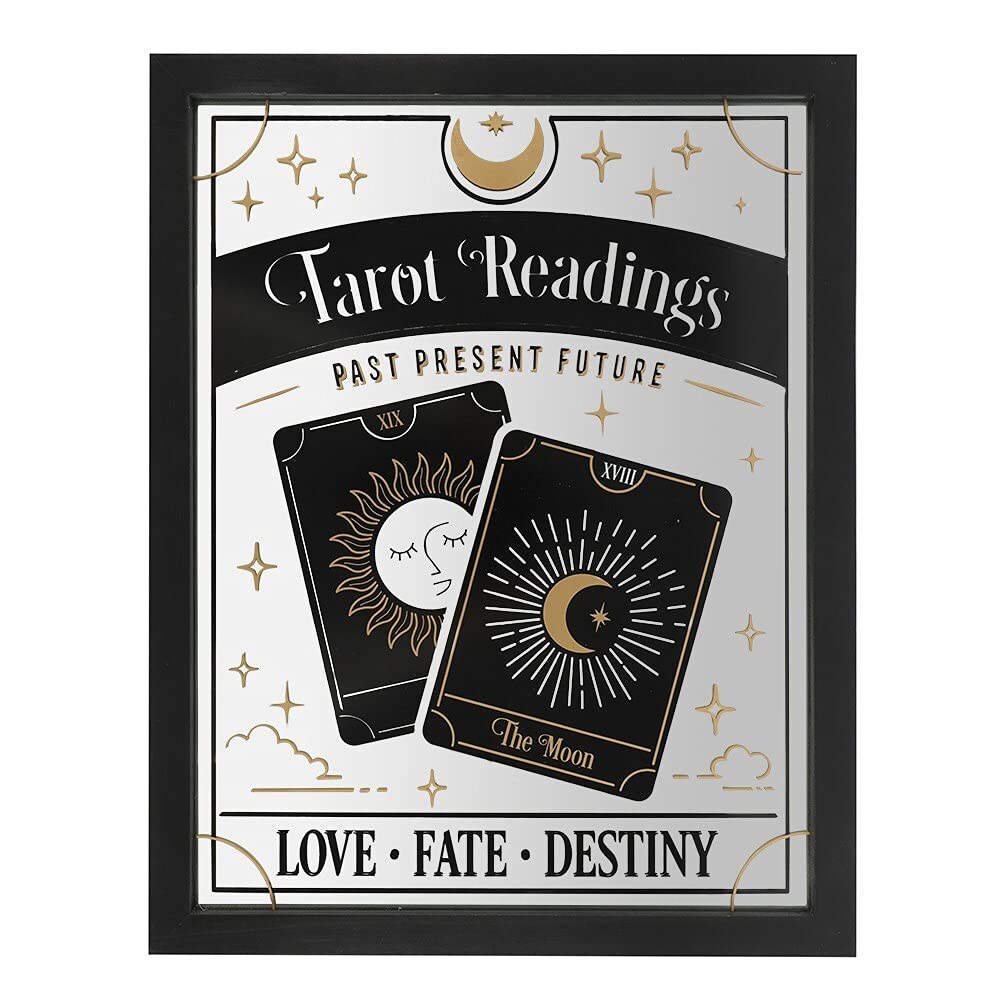 Enchanting Multicolor Tarot Readings Mirrored Wall Hanging - 45cm x 34cm (1 Pc.) - Glass & MDF Material, Mesmerizing Design - Mystical Home Ambiance - Perfect for Home & Office