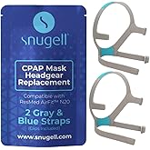 2-Pack Replacement Headgear Strap for N20 Nasal Pillow CPAP Mask, Snugell CPAP Headgear Compatible with AirFit and AirTouch N20 - Adjustable Premium Nylon Headband - Medium Size - Clips Not Included